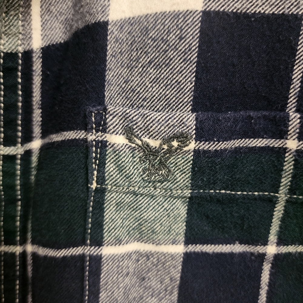 American eagle men’s plaid flannel button up shirt size small - Picture 5 of 9